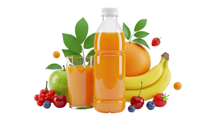 Assorted Fruits and Orange Juice Arrangement