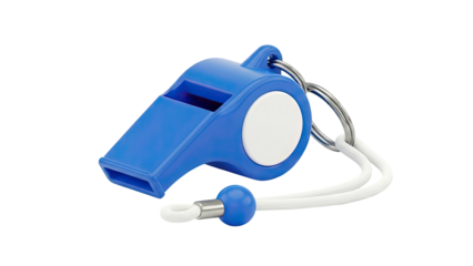 Blue Plastic Whistle with White Lanyard