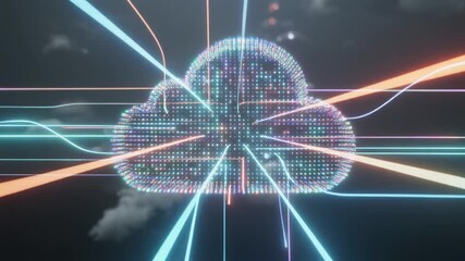 Futuristic digital cloud computing concept showcasing secure data storage and advanced network infrastructure, representing innovation and global connectivity in the digital era - Powered by Adobe