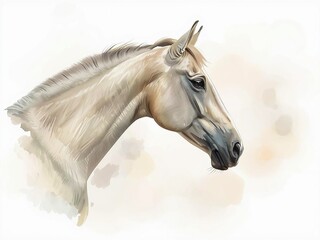 水彩タッチの可愛い馬のイラスト