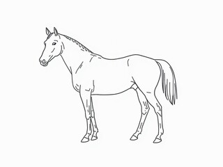 かわいい馬の線画のイラスト