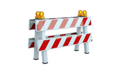 Construction Barricade with Flashing Lights