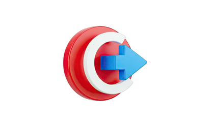 3D Red Circle with White 'C' and Blue Arrow