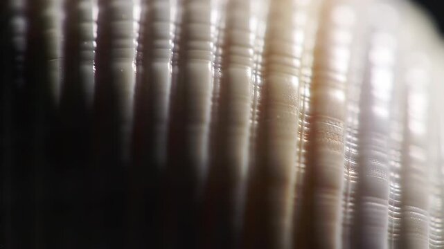 Close-up of a seashells intricate texture and patterns, showcasing its natural beauty and delicate structure.