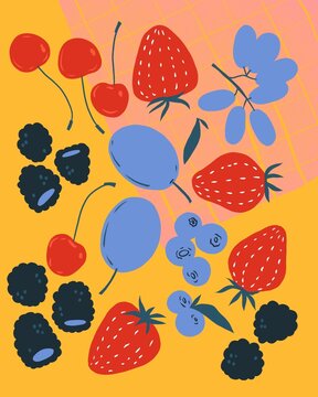 Summer Berries and Fruits Illustration
