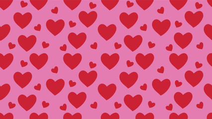 red heart seamless pattern on pink background. wallpaper or banner and paper wrapping decoration