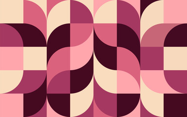 Abstract geometric seamless pattern in retro pink and burgundy tones colors