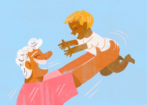 Elderly man with toddler 
