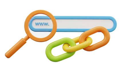 Search bar with magnifying glass and link chain illustration