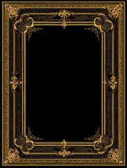 a black and gold frame for an antique book cover, a vector graphic with detailed elements.