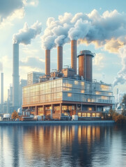 Obraz premium Night view of an industrial petrochemical plant