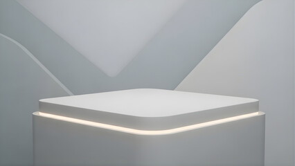 A clean, minimalist podium with subtle lighting, perfect for product displays or award ceremonies
