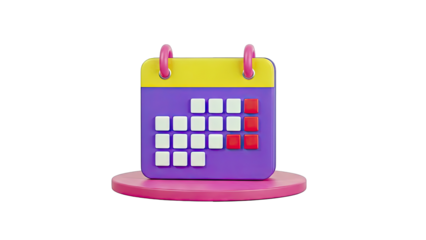 3D Cartoon Calendar Icon on a Pink Stand