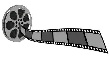 Film reel with projected strips