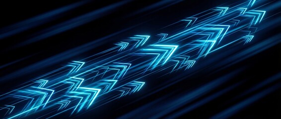 Blue glowing arrows on black background