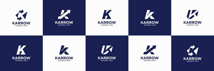 letter K financial graphic logo. business growth arrow icon.