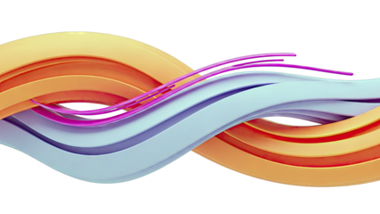 Abstract Wavy Ribbons in Orange, Purple, and Pink