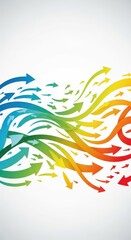 Obraz premium Vibrant streams of multicolored arrows flow dynamically across a light background