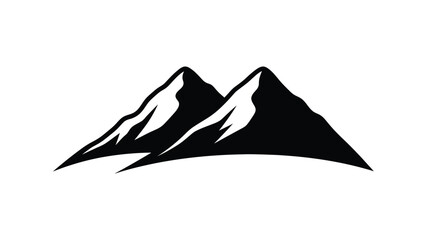 Simple black and white illustration of a jagged mountain range silhouette