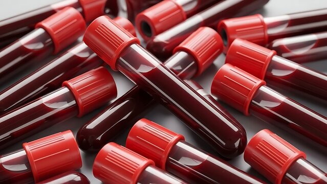 Blood Samples in Red Tubes for Medical Testing