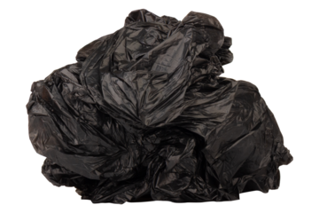 garbage bag is crumpled isolated on white background