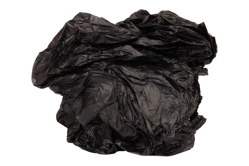 garbage bag is crumpled isolated on white background