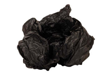 garbage bag is crumpled isolated on white background