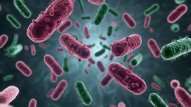 Microscopic view of various bacteria shapes.