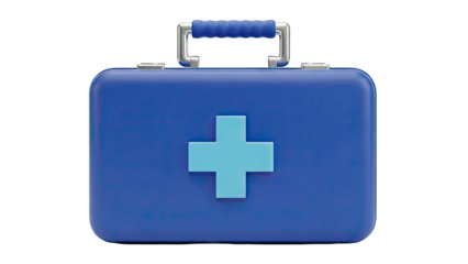 Blue First Aid Kit with Medical Cross Symbol