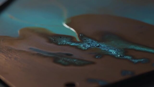 Close-up of molten metal welding process.