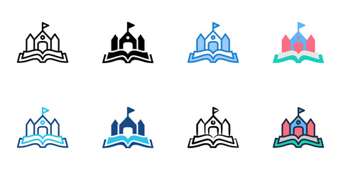 Storytime icons set multiple style collection. Editable stroke 

