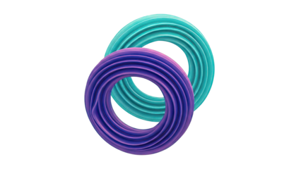 Two Abstract Ribbed Rings, Blue and Teal