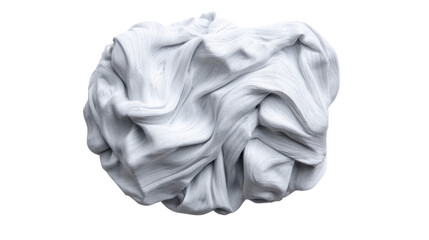 Fototapeta premium White fabric crumpling into an abstract wrinkled ball, soft cloth texture with drapes and folds, transparent background