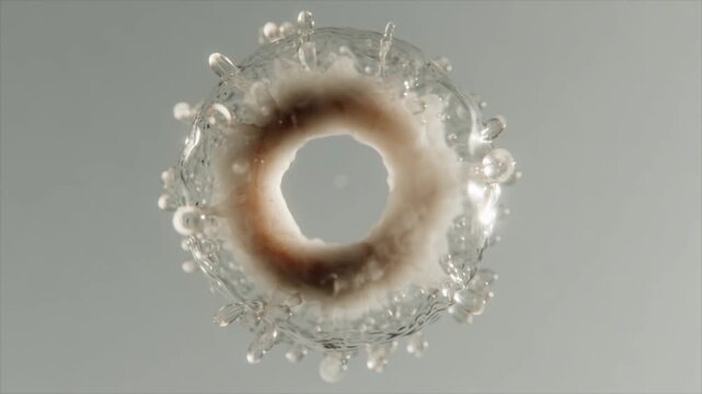 Scientific visualization of a transparent bilayer liposome under microscope with soft hazy texture