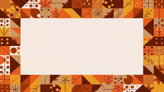 Autumn Geometric Frame with Copy Space - This video shows a geometric frame in autumn colors like orange, brown, yellow, and beige.