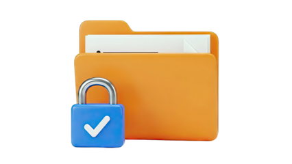 Secure Folder Icon with Padlock and Checkmark