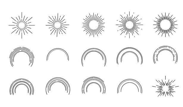 sunburst, explosion, spark, sparks, glow, flash, burst, shine, light, rays, radial, decorative, pattern, ornament, outline, linear, icon, vector, flat, black, contour, creative, graphic, element, desi