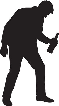 A black bear silhouette and a drunk person vector illustration shadow