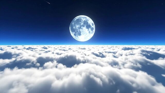 Stunning view of the moon above the clouds in the night sky.