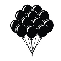 Ba Bundle Balloons Floating Sky On Stock Vector,Simple line art illustration of three balloons, one black and two white, 