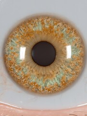 Biometric identification eye scan clean high-tech style macro photography frontal view, Realistic Photo