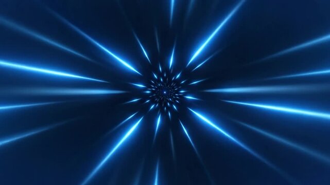 Abstract blue light vortex with energy and motion in space.