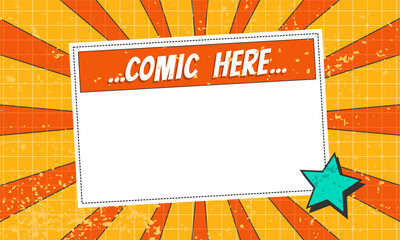 Blank comic template frame vintage background with comic here text