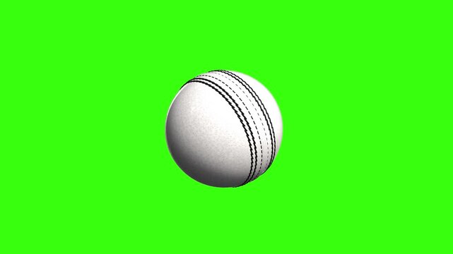 white leather cricket ball isolated on green screen