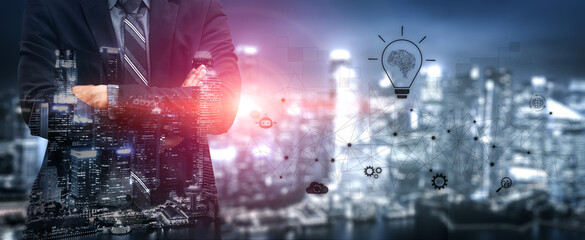 AI innovation with neural network and digital transformation. AI innovation drives automation, powers ideas, AI innovation enhances SEO, and AI innovation enables global connection. Vouch