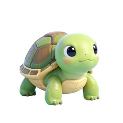 Fototapeta premium Cute cartoon turtle with large eyes and detailed shell.