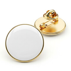 Two blank gold and white round lapel pins badge