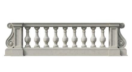 A classical stone balustrade with ornate balusters and a decorative top rail.