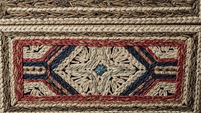 Intricate Decorative Box with Detailed Woven Design and Artistic Patterns.