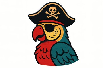 an AI Image Generator, Colorful Parrot Wearing Pirate Hat Cartoon Illustration